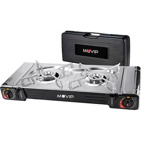 Muvip Cuisinière à gaz Argenté 2 Brûleurs Puissants