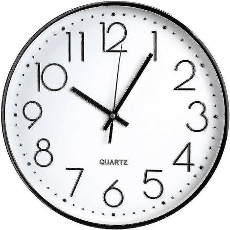 Horloge murale, horloge décorative à quartz silencieuse de 12 pouces (30,5 cm), grand chiffre rond moderne (1/5)