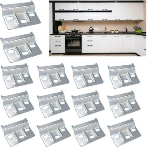 14 Pièces Rail De Suspensio Pièce De Suspension D'armoire Plaque Support Mural Connecteur De Meuble Cintres Pour Plaque Murale En Acier Pour Armoire Penderie Meubles (1/4)