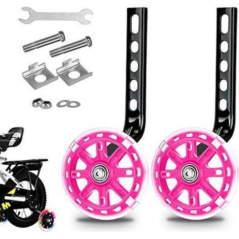Roues stabilisatrices pour vélo enfant, compatibles avec vélos 12 à 20 pouces, avec protection et fonction clignotante, pour vélos à une vitesse (1/5)