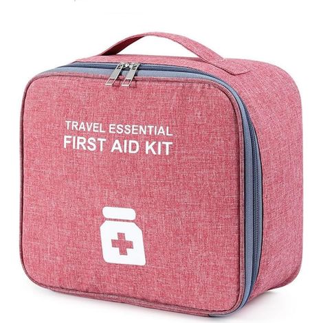 Sac à médicaments, Organisateur médical avec fermeture éclair, Sac de premiers secours, Sac à pharmacie de voyage portable, Sac de rangement médical étanche pour la maison et Voyage (rouge) (1/5)