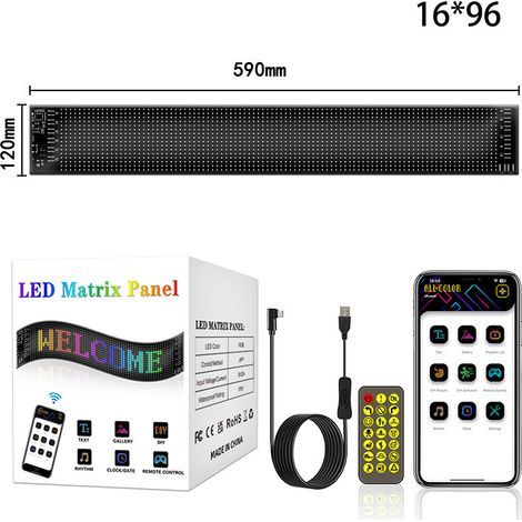 LED-Autoscheinwerfer „Teufelsaugen“ – IP65-zertifizierter, programmierbarer, flexibler Bildschirm – Smartphone-Steuerung – Abmessungen: 70 x 173 mm (1/5)