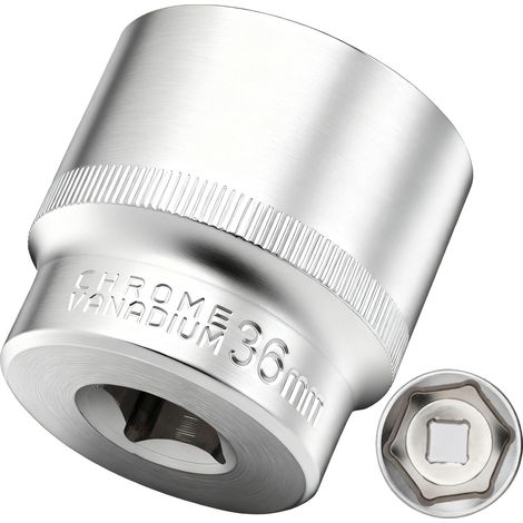 Douille 36 mm 1/2" douille 6 pans, CR-V, finition chromée mate (1/4)
