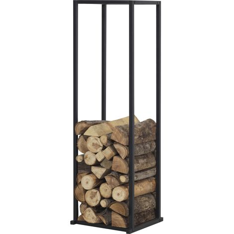 Portalegna 'Tibro' (LxPxA) 35 x 35 x 120 cm Deposito in Acciaio per Legna da Ardere Supporto per Tronchi da Legnaia - Nero [en.casa]