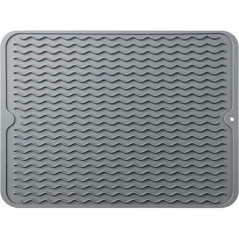 royaluxe - Tapis de vaisselle en silicone résistant à la chaleur pour lave-vaisselle, antidérapant (gris, grand) (1/5)