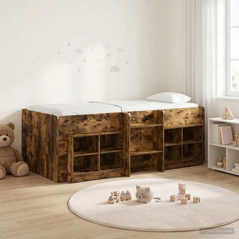 Teenpull – Loft Bettgestell mit Schrank mit Regal 3 stk. Geräucherte Eiche (1/5)