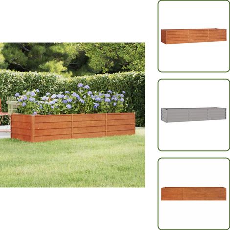 Lit surélevé de jardin rouillé 240x80x45 cm acier corten - Jardiniere - Pot De Fleurs - Bac Acier - Acier Corten - Décoration Extérieur (1/5)