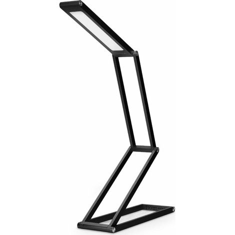 Foldable aluminum LED table lamp - Battery-powered bedside lamp Dimmable reading lamp Micro USB charging cable - Battery-powered desk lamp Folding lamp in black [energy class A +] (1/5)