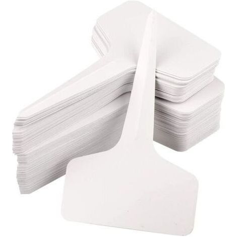 100 Mini Plastic T-Shaped Plant Labels, Plant Labels, 6 x 10 cm, Practical for All Gardeners White (1/5)