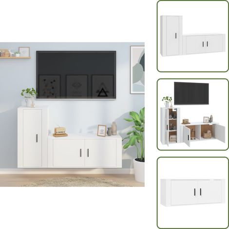The Living Store Ensemble de meubles TV 2 pcs Blanc Bois d'ingénierie - Meuble tv classique (1/5)