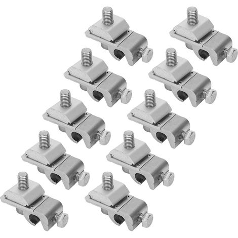 Lot de 10 Pinces de Mise à la Terre pour Panneaux Solaires, Serre-câbles en Acier Inoxydable, Fixations Photovoltaïques pour Support de Montage (1/5)