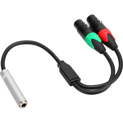 Câble audio double blindage en cuivre pur 24 AWG, connecteur XLR femelle 6,35 mm vers double XLR femelle, 0,3 m (1/5)