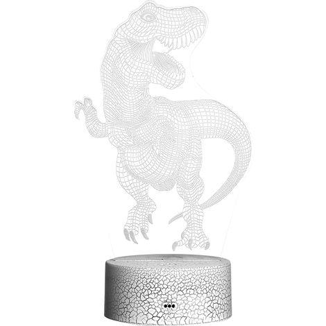 3D-Dinosaurier-LED-Nachtlicht mit Illusionseffekt, Farbwechselbeleuchtung, Touch-Steuerung, Nachttisch- und Schreibtischlampe, Geschenk für Kinder, Dekoration für Zuhause (1/4)