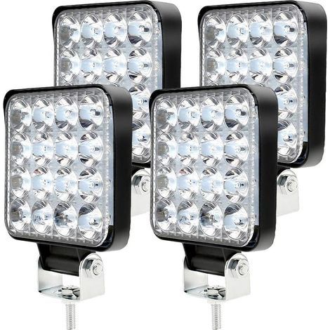 4PCS Phare de Travail LED 48W, Projecteur LED Voiture 12V Etanche IP 67, Feu de Travail LED pour Voiture Camion Tracteur SUV Bateau (4PCS) (1/5)