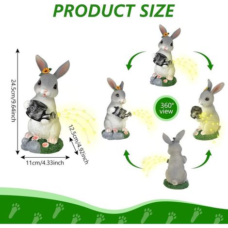 Solarbetriebene Hasenfigur für den Garten, Tierdekoration mit Solarlicht, Hasenfigur mit Gießkanne, Dekoration für drinnen und Einzugsgeschenk (1/5)