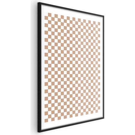 Poster - Geometria e marroni - un motivo a scacchiera in tonalità neutre (1/4)