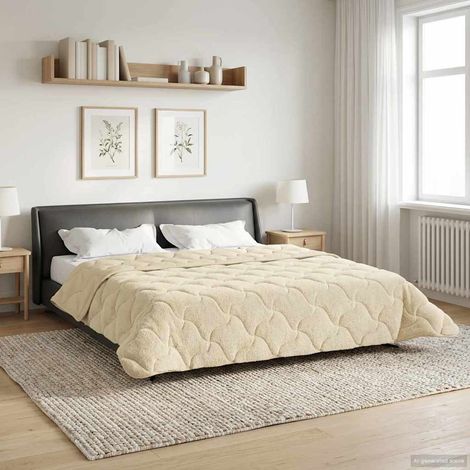 Ganzjahresbettdecke Gepolstert Creme 220 x 240 cm