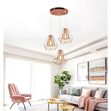 3 Lustres Suspensions Moderne,20CM,Lampe Luminaire Industrielle en Cage Métal Style Edison pour Salon Chambre (1/4)