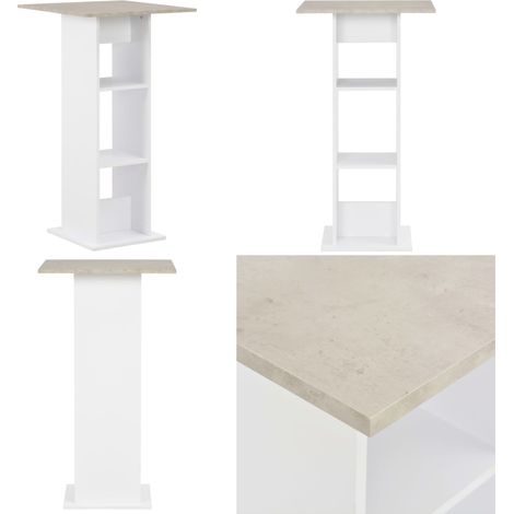 Table de bar Blanc et béton 60x60x110 cm - Table De Bar - Table Haute - Table Bistro - Meuble Bar - Décoration Intérieure - Home & Living (1/5)
