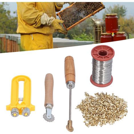 Outils apicoles - Kit de base pour apiculture : 2 encastreurs de fil + tendeur de cadre + œillets en cuivre + fil (1/5)