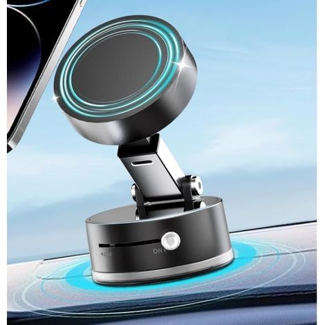 Support Téléphone Voiture, Support Magnetique Telephone Voiture Mag-Safe [Ventouse Puissante & 20N56 Super Aimants] sur Verre Cuir Rotation à 360° Pliable Porte Telephone Voiture pour Smartphones (1/5)