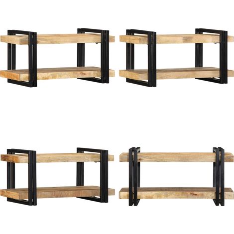 vidaXL Wandregal 70x33x35 cm Raues Massivholz Mango (1/5)