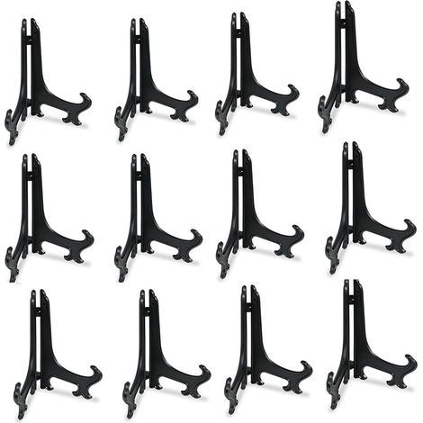 Présentoir à assiettes pliable en plastique noir, lot de 12, 7,5 cm (3 pouces), pour présenter des assiettes à thé et à goûter en céramique. (1/5)