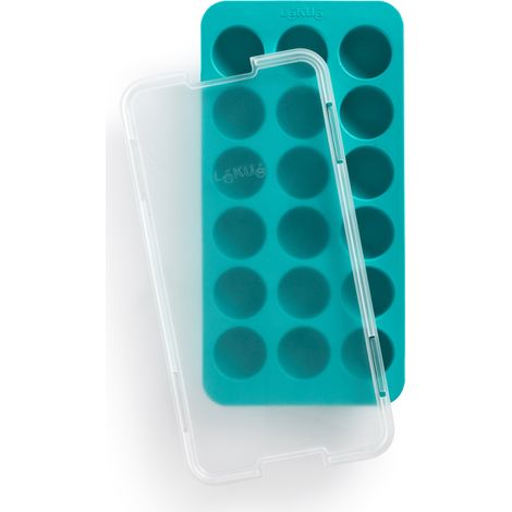 Lékué - Bac à glaçons rond turquoise avec couvercle (1/2)
