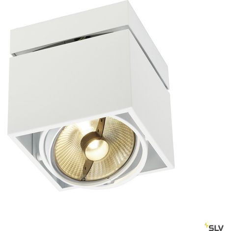 Plafonnier intérieur KARDAMOD simple carré blanc GU10/QPAR111 75W max - SLV - 117101 (1/4)