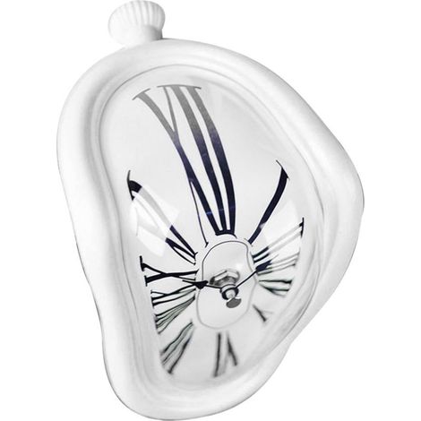Horloge de fusion en plastique rétro décoratif, peinture en métal galvanisé, Table de bureau pour bureau blanc (1/5)