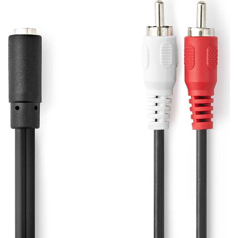 Cable audio stereo 2x rca hane 35 mm hona nickelplaterad 020 m rond lada (1/3)