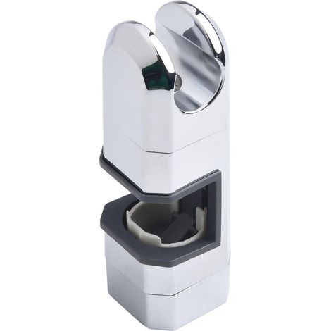 Support coulissant réglable pour pommeau de douche avec rotation à 360° pour rail coulissant de 18 à 25 mm, accessoire de salle de bain en ABS antidérapant avec finition chromée, argent. (1/5)