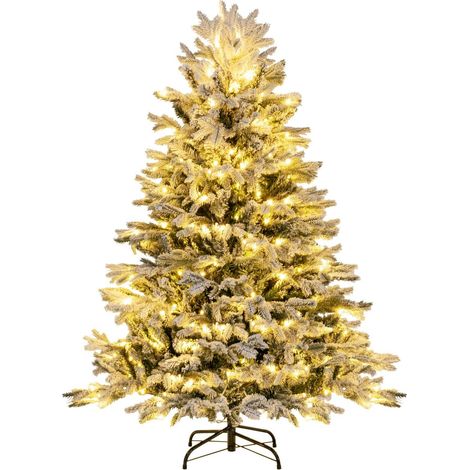 4.5FT Pre-Lit Artificial Christmas Tree Snow-flocked Xmas Tree 200 LED Lights (1/5)