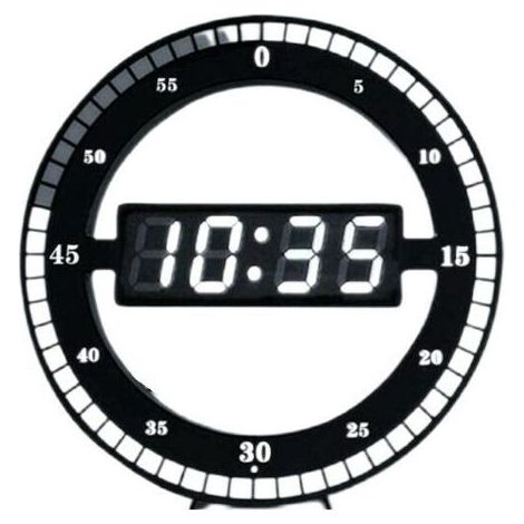 Leise digitale LED-Tischuhr – Schwarze elektronische Wanduhr – Runde Tischuhr – Fürs Schlafzimmer (1/4)
