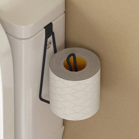 royaluxe - Porte-papier toilette mural, sans perçage, organisateur de papier toilette multifonctionnel, décoration intérieure, fixation murale en métal de haute (1/5)
