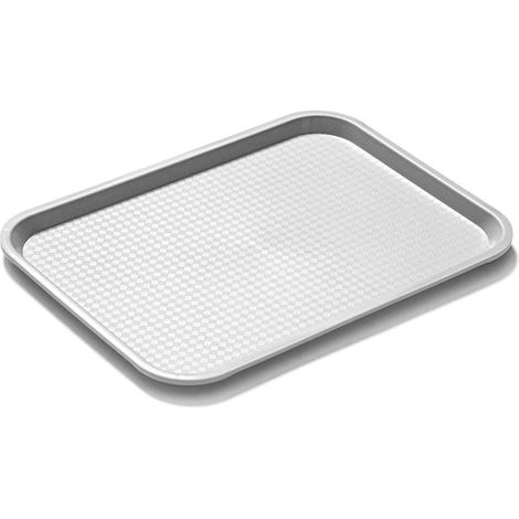 Plateau de Service Rectangulaire - Bords Arrondis Lavable - Polypropylène Gris - 1 Unité - 35x25 cm - Pour Cafétérias et Fast-Food (1/5)