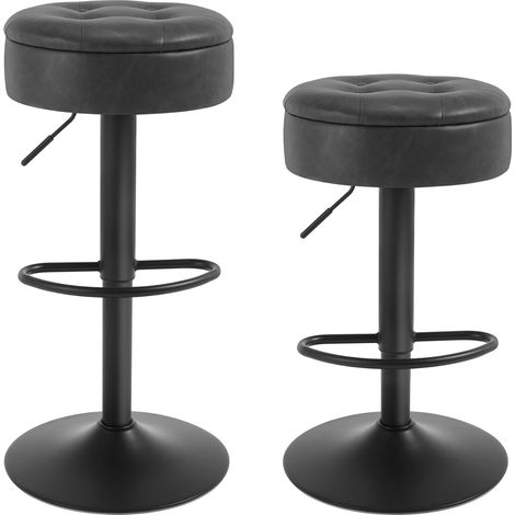 Lot de 2 Tabouret Bar WOLTU, Tabouret Pivotant à 360°, Similicuir + Métal, Anthracite (1/5)