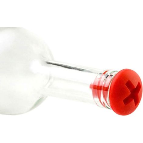 Bouchon à vis en silicone pour bouteilles de boisson, bouchon de scellement pour vin, idéal pour fêtes et vacances Rouge