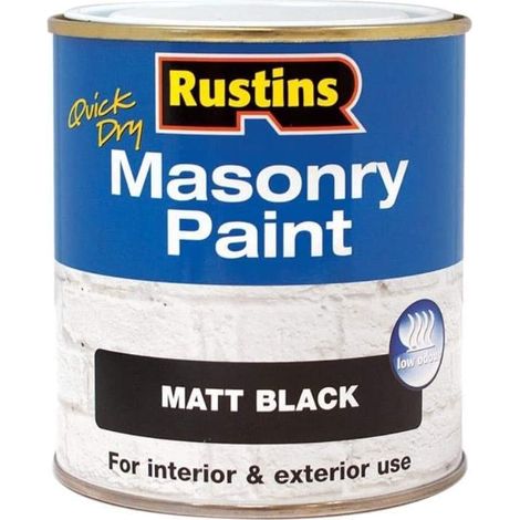 Rustins Quick Dry Masonry Paint - Matte Black, 500ml (1/3)