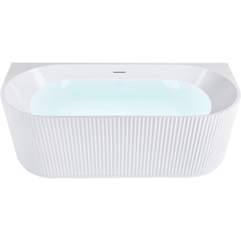 Bañera independiente moderna 170 x 80 cm acabado acrílico estriado baño mate blanco Gocta