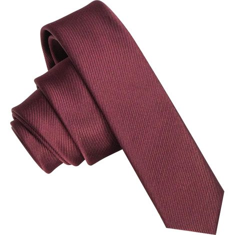 Seidenkrawatte für Herren, 4 cm breit – 1 Stück – Hochwertiger Stoff – Extra schmales Design – Für Business und formelle Anlässe – Burgunderrot und (1/3)