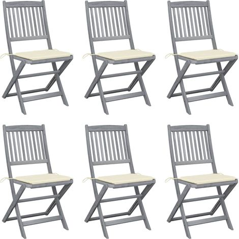 Klappbare Gartenstühle 6 Stk. mit Sitzkissen Massivholz Akazie