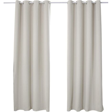 Woltu – Rideaux occultants à œillets 135x245cm – Tissu 100% polyester épais – Isolation thermique – Lot de 2 – Crème – VH5877CM2