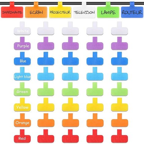Lot de 40 étiquettes pour câbles réseau multicolores, adhésives avec attaches en nylon pour la gestion et les distinguer (1/5)