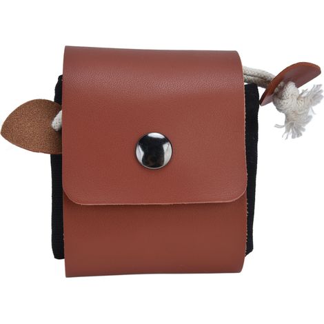 Sacoche de cueillette en toile PU et cuir noir, idéale pour la cueillette de fruits et le camping. (1/5)