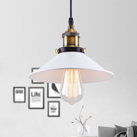 Suspension en métal, ampoule LED E27 40W, diamètre 22 cm, forme chapeau, style industriel, éclairage blanc (1/3)
