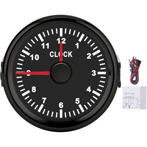 2 Inch Universal Car Dashboard Clock Hour Meter for Car Boat Modification for Car Yacht (Black Frame) (1/5)
