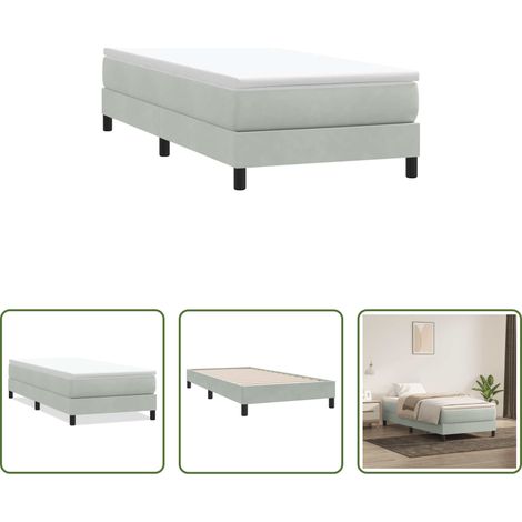 Samt -  Boxspringbett ohne Matratze Hellgrau 100x210 cm Samt
