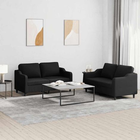 Teenpull – 2-tlg. Sofagarnitur mit Kissen Schwarz Stoff (1/5)