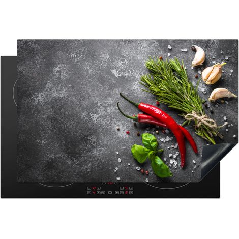 PROTECTION PLAQUE INDUCTION Poivre - Herbes - Épices - Béton Cuisine Accessoire 80x52 cm (1/5)